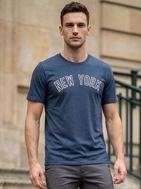 NWT NIKE Unisex Heather Blue New York Graphic Tee Shirt - Yankees - Size Medium